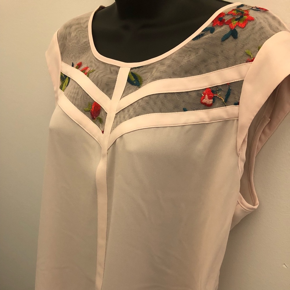 Candies Pink Embroidered Sleeveless Blouse